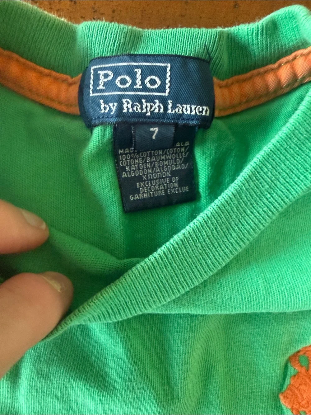 Three Ralph Lauren Long-Sleeve Crewneck Tee in Heather Blue, Red and Green-7